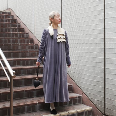 GO GO VINTAGE! VELOUR DRESS - gray diamond
