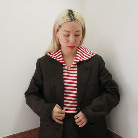182 sailor collar border tops - passion red