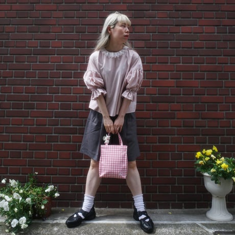 go vintage! frill short blouse -  nostalgic pink