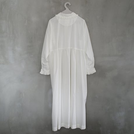 GO GO VINTAGE! TUCK FRILL DRESS - WHITE