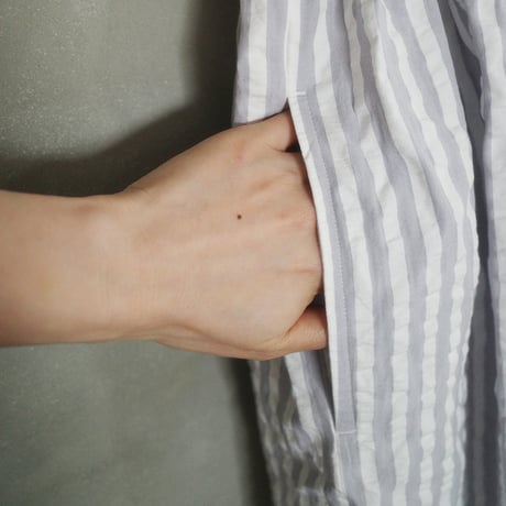 PARASOL STRIPES TUCK DRESS - cloudy gray
