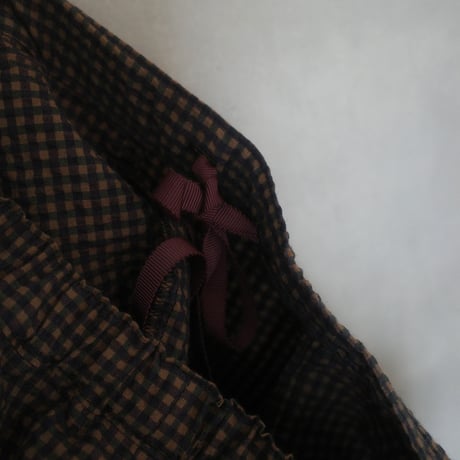 渋かわいいチェックのサッカー素材パンツ(仮) - フォレスト系チェック