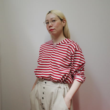 182 sailor collar border tops - passion red