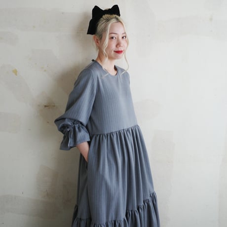 herringbone tiered dress - gray