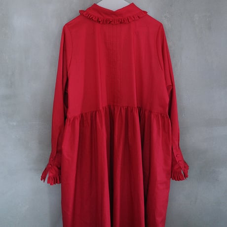 GO GO VINTAGE! TUCK FRILL DRESS - RED