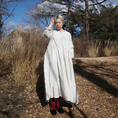 YUKI dress - windows - WHITE×GRAY CHECK