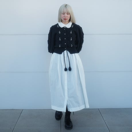 GO GO VINTAGE! TUCK FRILL DRESS - WHITE
