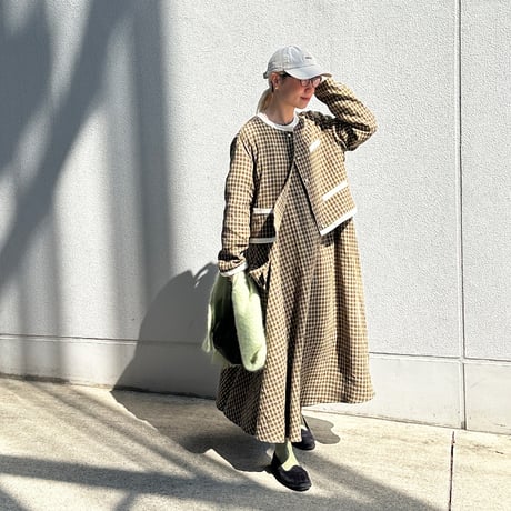 ON/OFF CHECK 182 DRESS - MODERN SEPIA