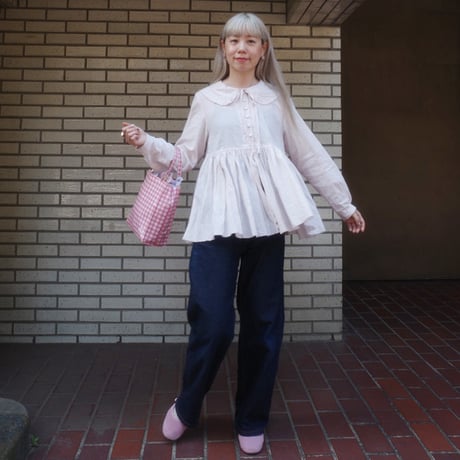 CANDY STRIPES big collar blouse - strawberry milk