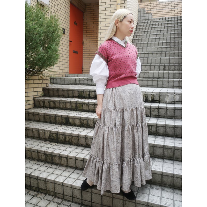 madder madder オーガンジー ピンク エプロンスカート（オーガンジー  