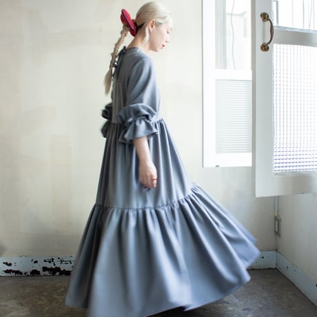 herringbone tiered dress - gray