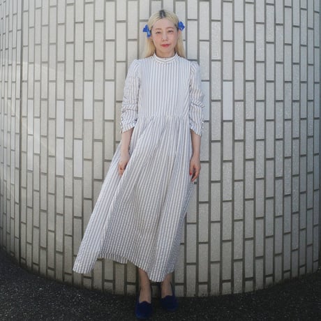 PARASOL STRIPES TUCK DRESS - cloudy gray