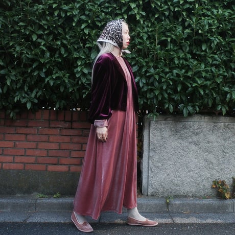 GO GO VINTAGE! VELOUR DRESS - pink diamond