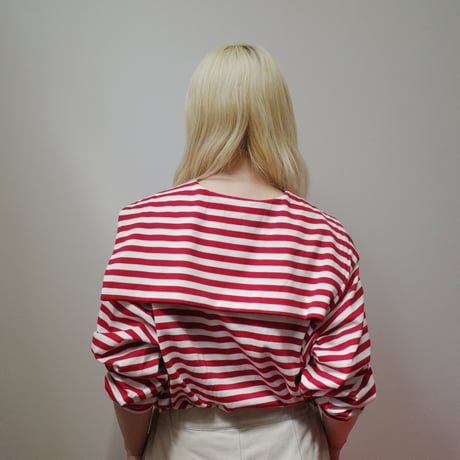 182 sailor collar border tops - passion red