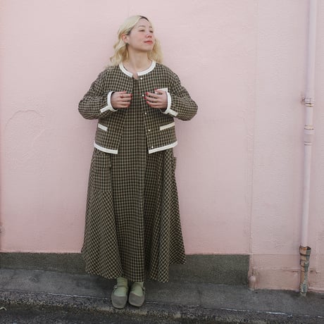 ON/OFF CHECK 182 DRESS - MODERN SEPIA
