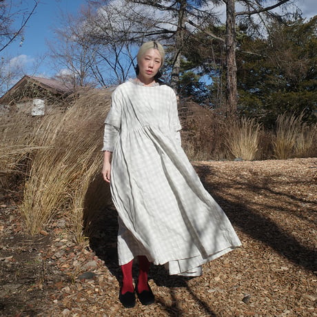 YUKI dress - windows - WHITE×GRAY CHECK