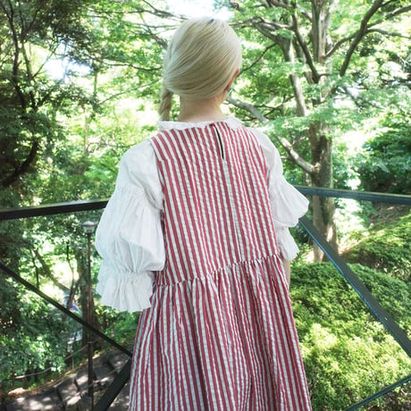 PARASOL STRIPES TUCK DRESS - sunny red