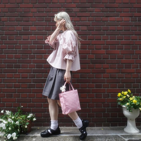 go vintage! frill short blouse -  nostalgic pink
