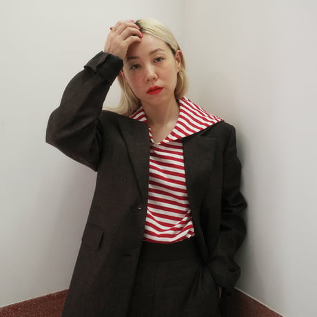 182 sailor collar border tops - passion red