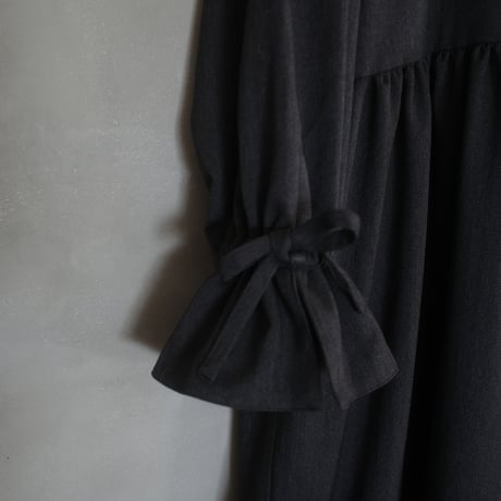 herringbone tiered dress - charcoal black