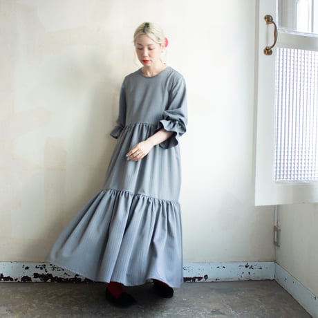 herringbone tiered dress - gray
