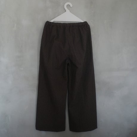渋かわいいチェックのサッカー素材パンツ(仮) - フォレスト系チェック