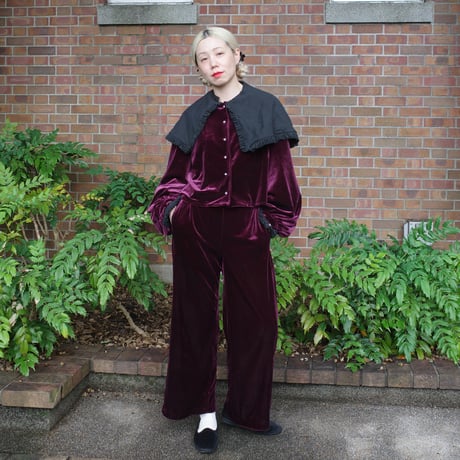 GO GO VINTAGE!  VELOUR PANTS  - garnet