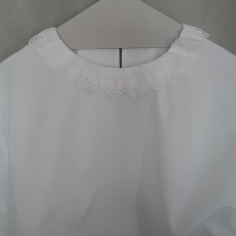 go vintage! frill short blouse - handkerchief white