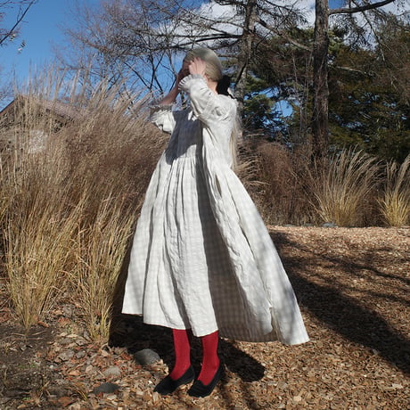 YUKI dress - windows - WHITE×GRAY CHECK