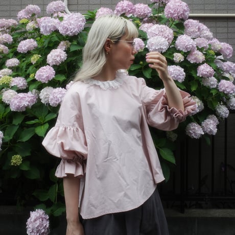 go vintage! frill short blouse -  nostalgic pink