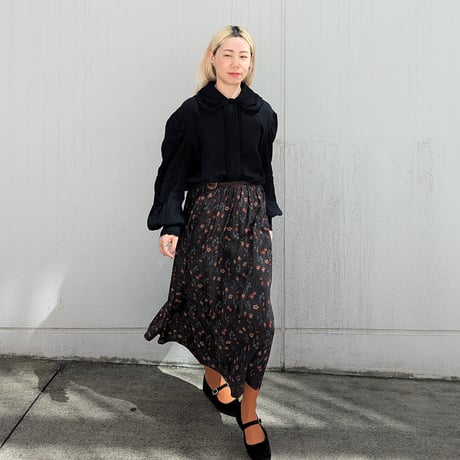 GO GO VINTAGE! BLOUSE - BLACK×BLACK