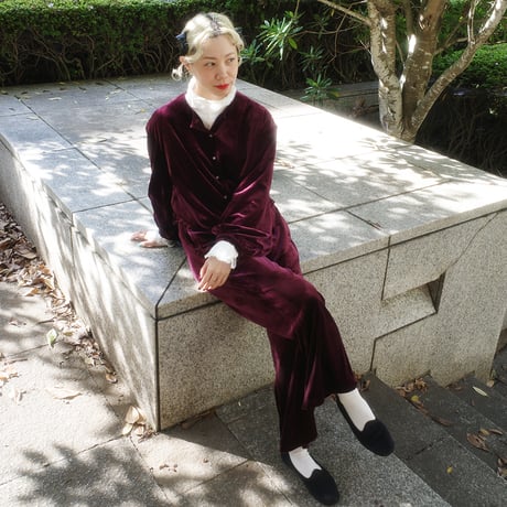 GO GO VINTAGE!  VELOUR BOLERO JACKET - garnet