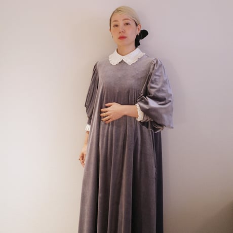 GO GO VINTAGE! VELOUR DRESS - gray diamond