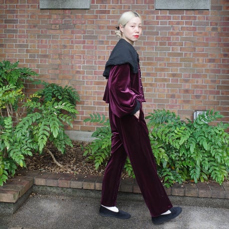 GO GO VINTAGE!  VELOUR PANTS  - garnet