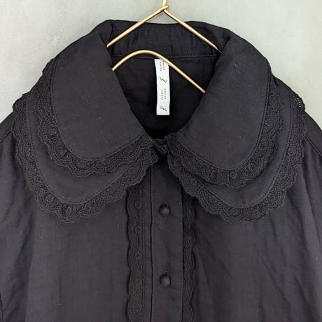 GO GO VINTAGE! BLOUSE - BLACK×BLACK