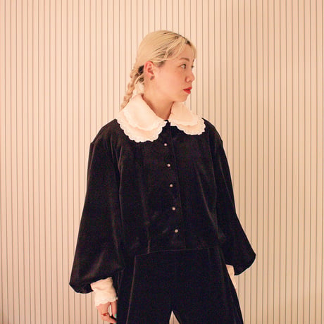 GO GO VINTAGE!  VELOUR BOLERO JACKET - onyx