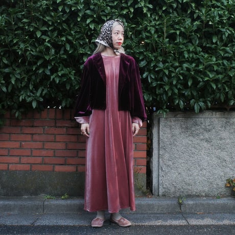 GO GO VINTAGE! VELOUR DRESS - pink diamond