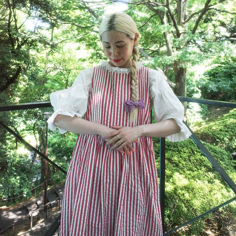 PARASOL STRIPES TUCK DRESS - sunny red