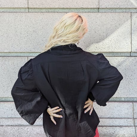 GO GO VINTAGE! BLOUSE - BLACK×BLACK