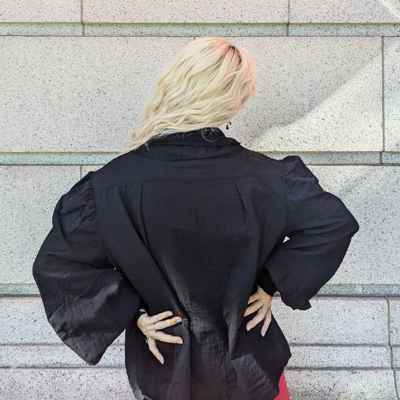 GO GO VINTAGE! BLOUSE - BLACK×BLACK | madder ma GO GO VINTAGE! BLOUSE - BLACK×BLACK | madder ma