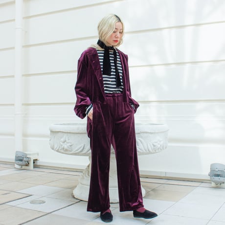 GO GO VINTAGE!  VELOUR PANTS  - garnet