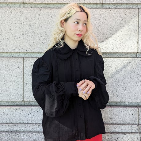 GO GO VINTAGE! BLOUSE - BLACK×BLACK