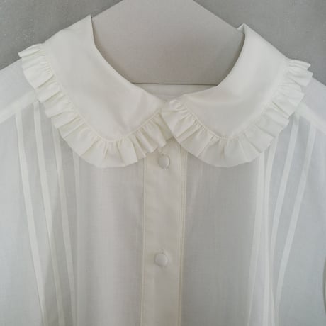 GO GO VINTAGE! TUCK FRILL DRESS - WHITE