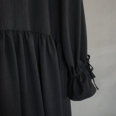 herringbone tiered dress - charcoal black