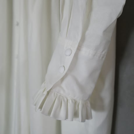 GO GO VINTAGE! TUCK FRILL DRESS - WHITE