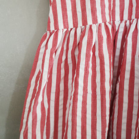 PARASOL STRIPES TUCK DRESS - sunny red