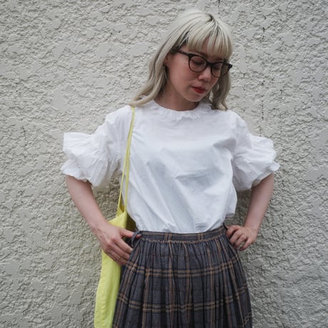 go vintage! frill short blouse - handkerchief white