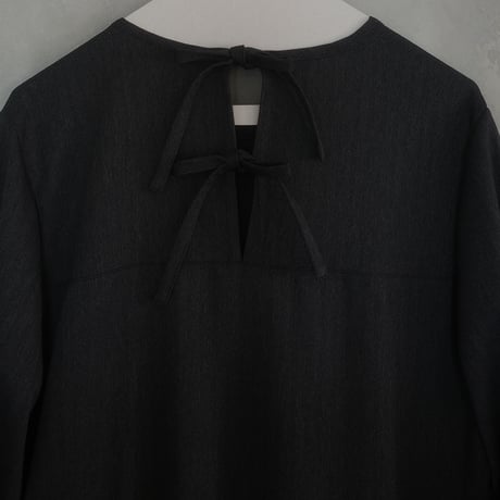 herringbone tiered dress - charcoal black