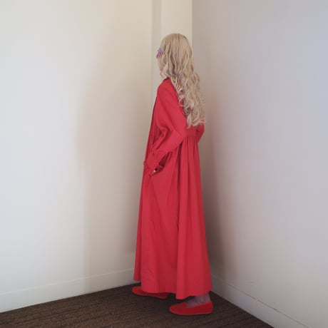 GO GO VINTAGE! TUCK FRILL DRESS - RED