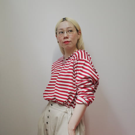 182 sailor collar border tops - passion red